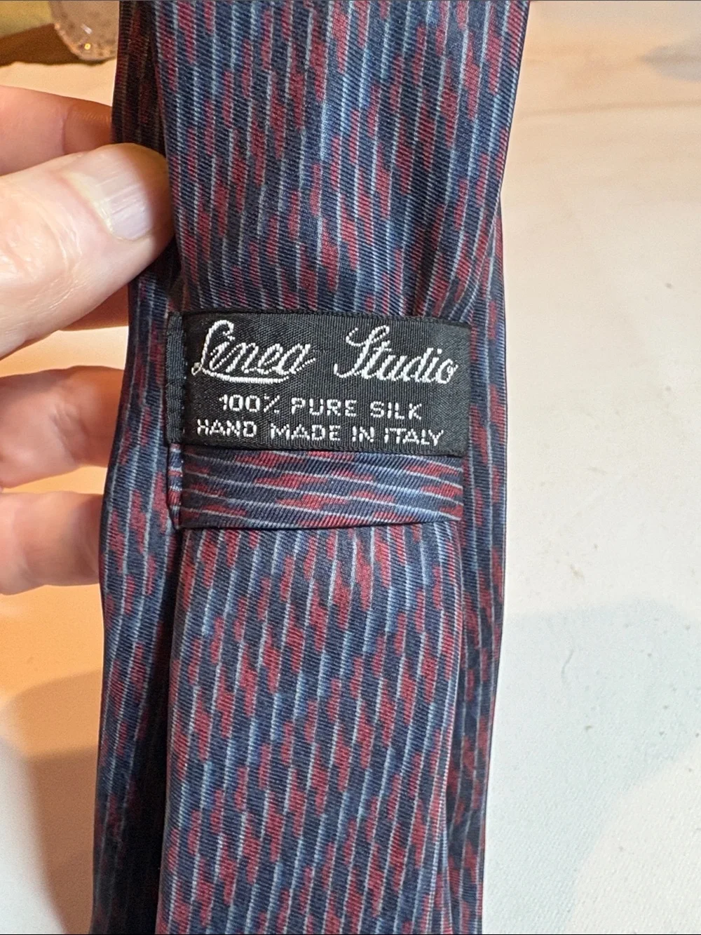 Linea Studio Navy and Red Silk Tie